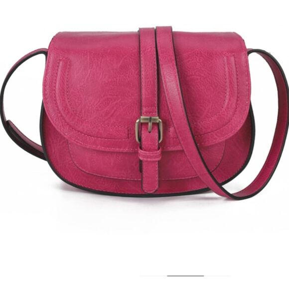 Saddle style Mini crossbody bag NWT GIFT IDEA💯 Deep Rose color - Picture 1 of 6